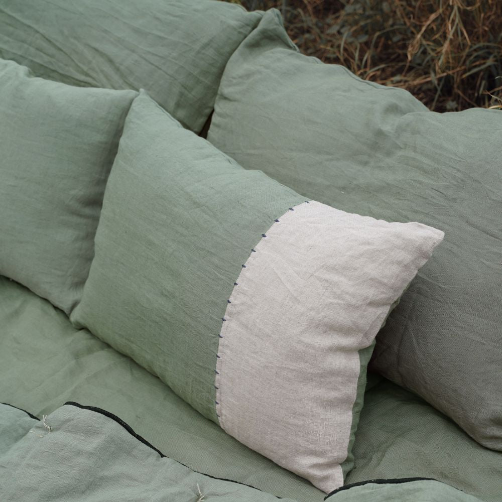 Ethereal Linen Pillowcase | Breathable and Soft Texture | Oatmeal and Olive