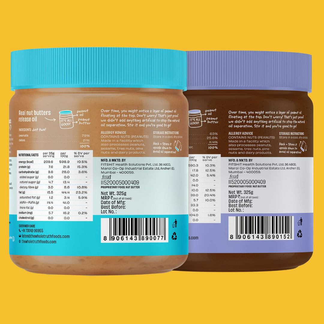 Crunchy Combo Jars of Peanut Butter with Dates + Dark Chocolate | Supersaver