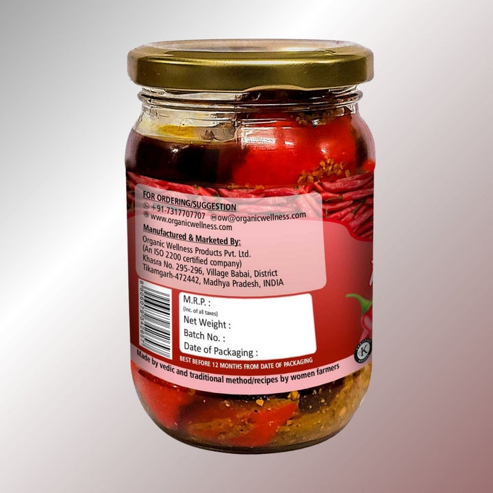 Stuffed Red Chilli Pickle | Hand-Made | Hot & Spicy | Stimulates Appetite | 250 GM