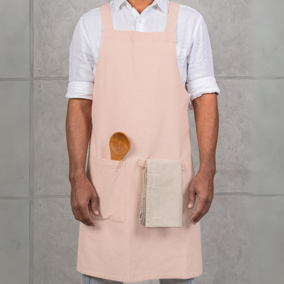 No Tie Cross Back Apron With Pockets | Versatile Usage | Pastel Colour | Cotton