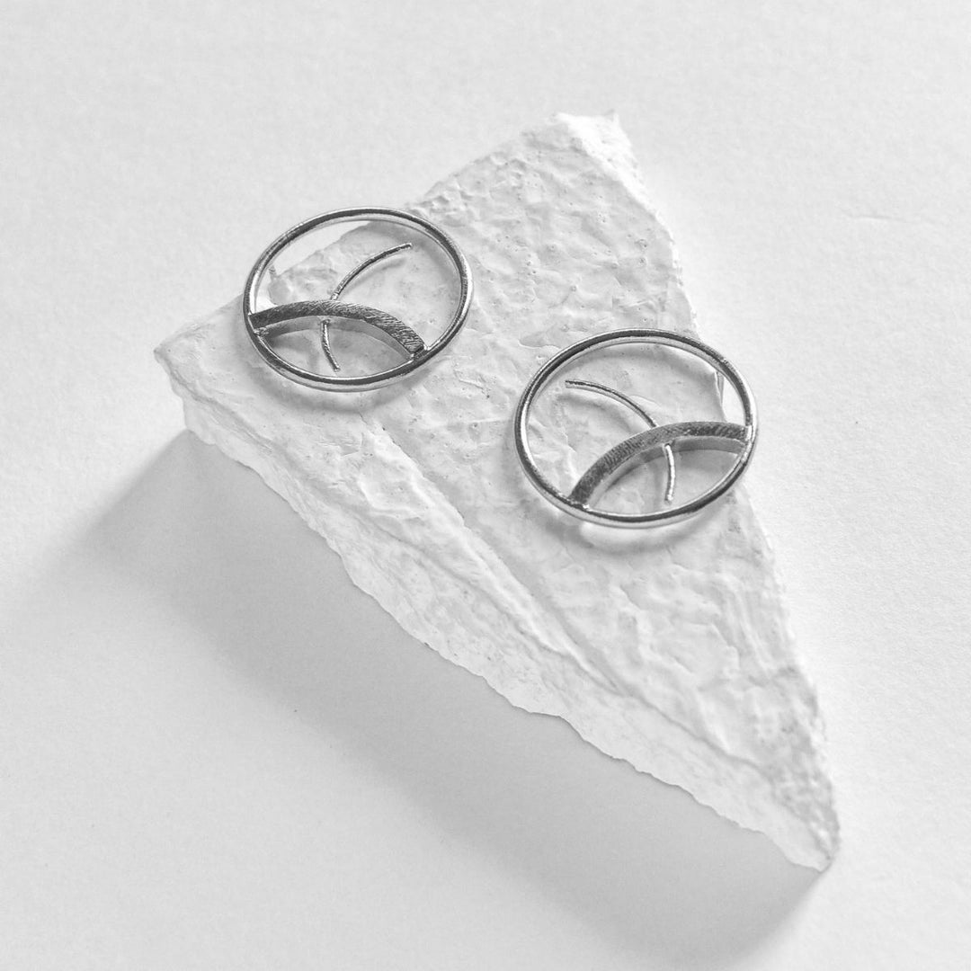 Eda Studs | Silver Finish Brass Jewellery | Hand-Crafted | Exquisite Design