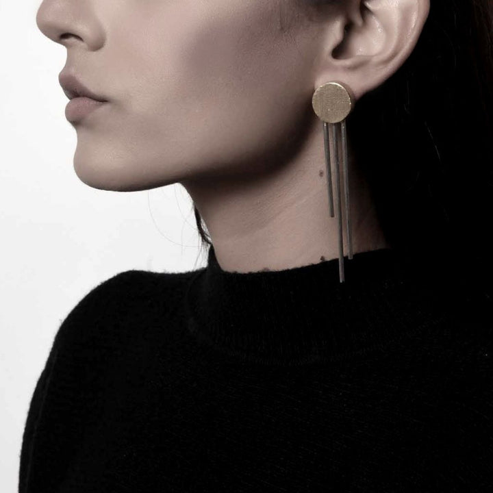 Dual Finish Brass Earrings For Women | Gold And Silver | Statement Jewellery 