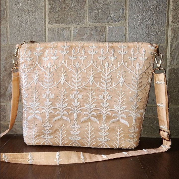 Peach Sling Bag For Women | Hand-Crafted in Mul Silk