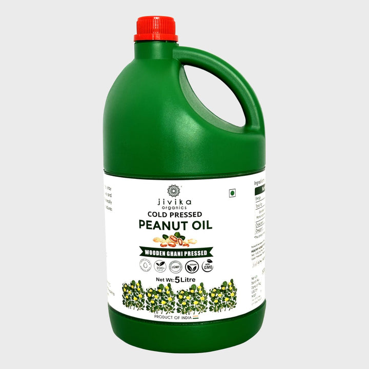 Peanut Oil | Heart-Smart Oil | Unrefined | Wooden Ghani Cold Pressed | Pure | Pack of 5 L