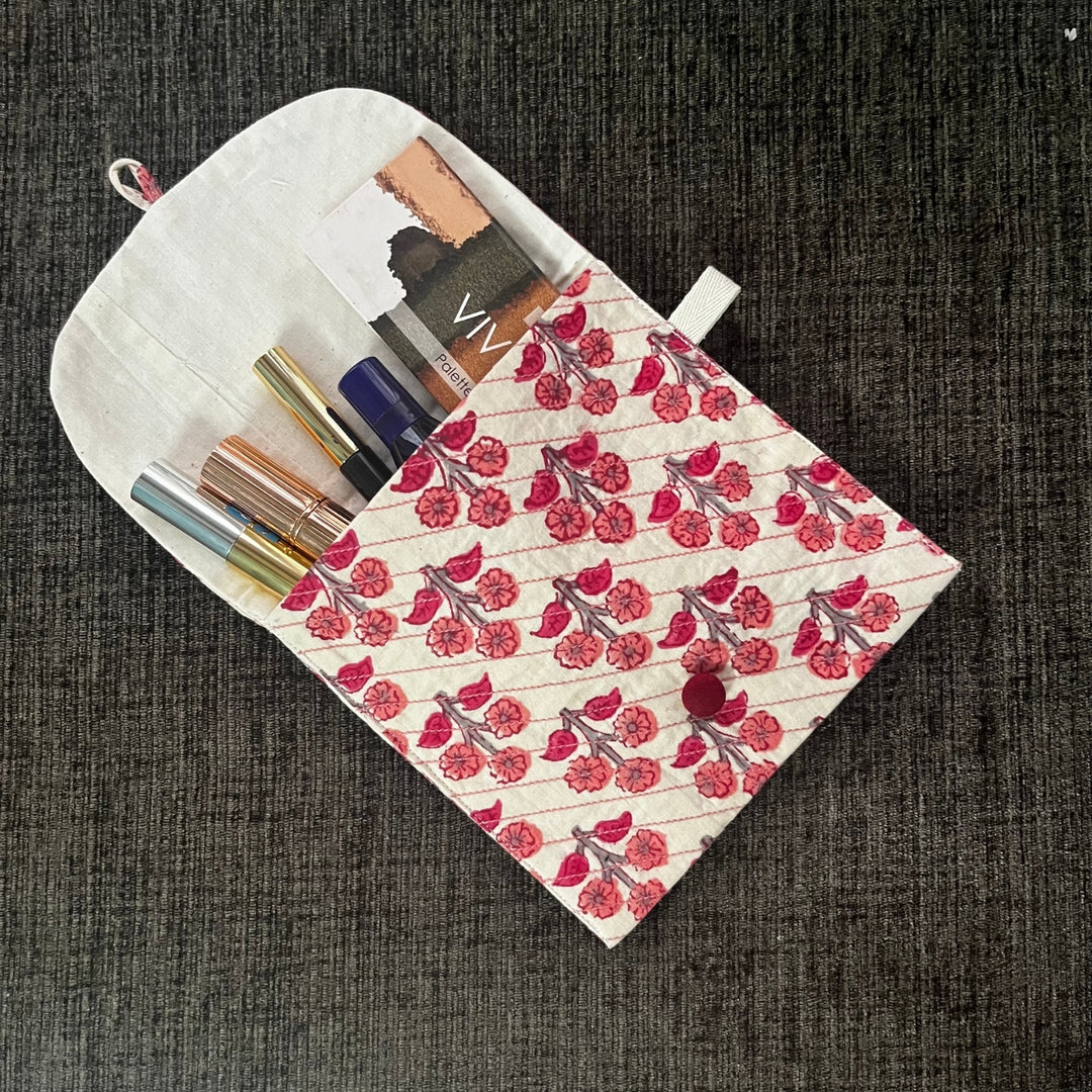 Cream And Red Pouch | Jewelry, Stationery Cosmetics Storage