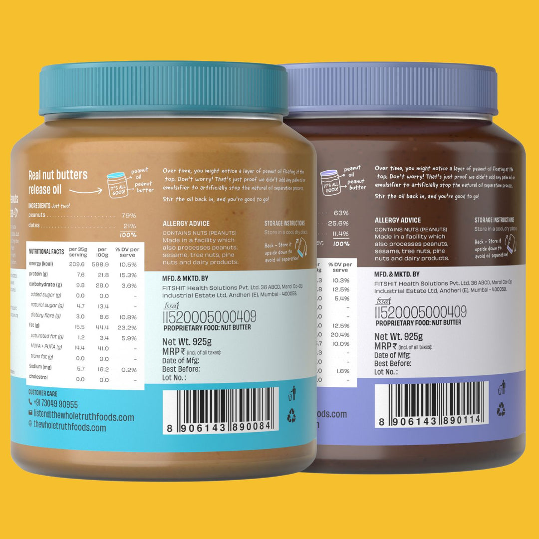  Crunchy Combo | Peanut Butter with Dates + Dark Chocolate | Super Saver Pack of 2