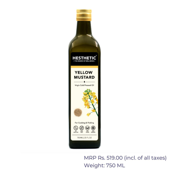 Yellow Mustard Seed Oil | Organic | Health Giving | Virgin Cold Pressed | Pet Bottle of 750 ML