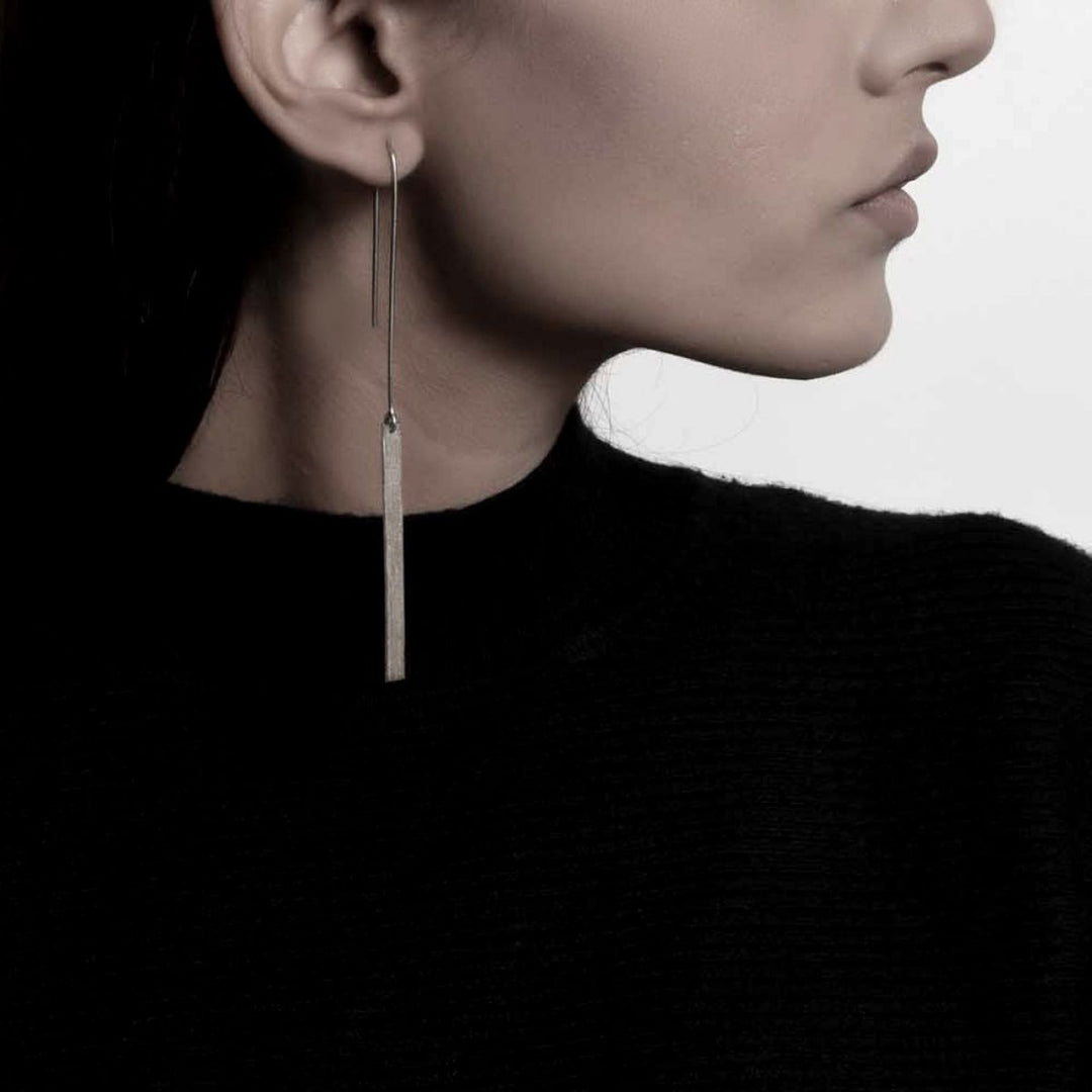 Hook Up | Silver Finish Brass Earrings | Hand-Crafted | Sustainable | For Subtle Styling