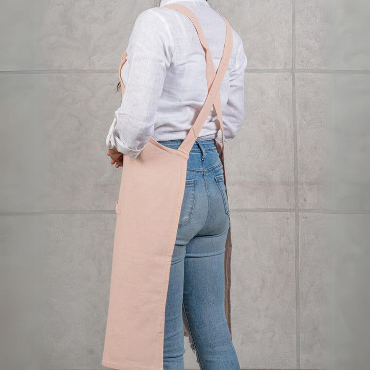 No Tie Cross Back Apron With Pockets | Versatile Usage | Pastel Colour | Cotton