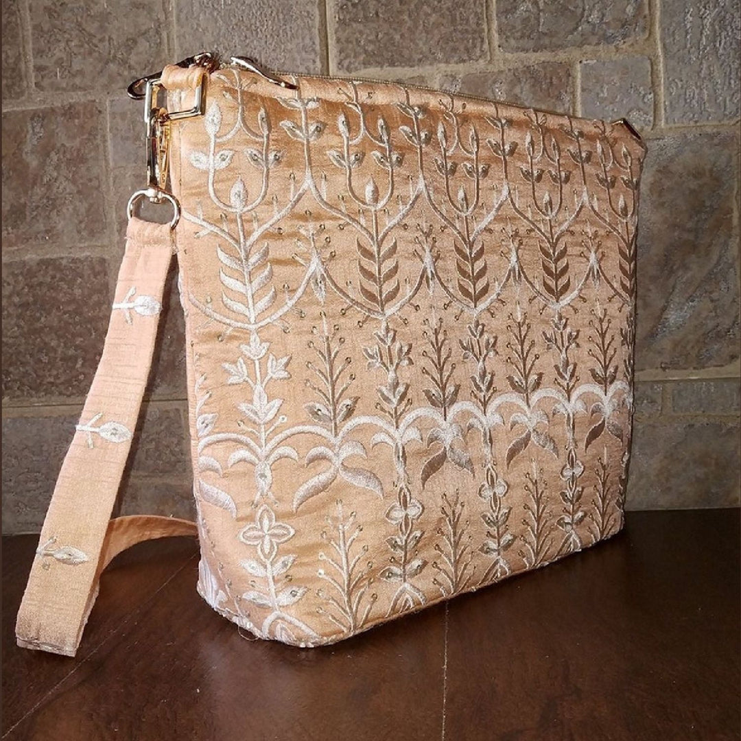 Peach Sling Bag For Women | Hand-Crafted in Mul Silk