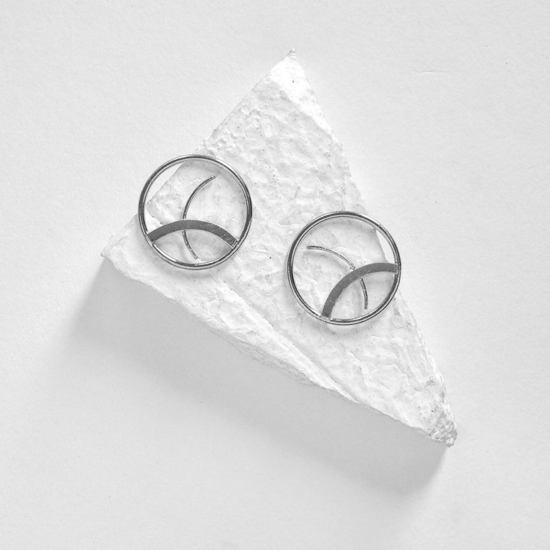 Eda Studs | Silver Finish Brass Jewellery | Hand-Crafted | Exquisite Design