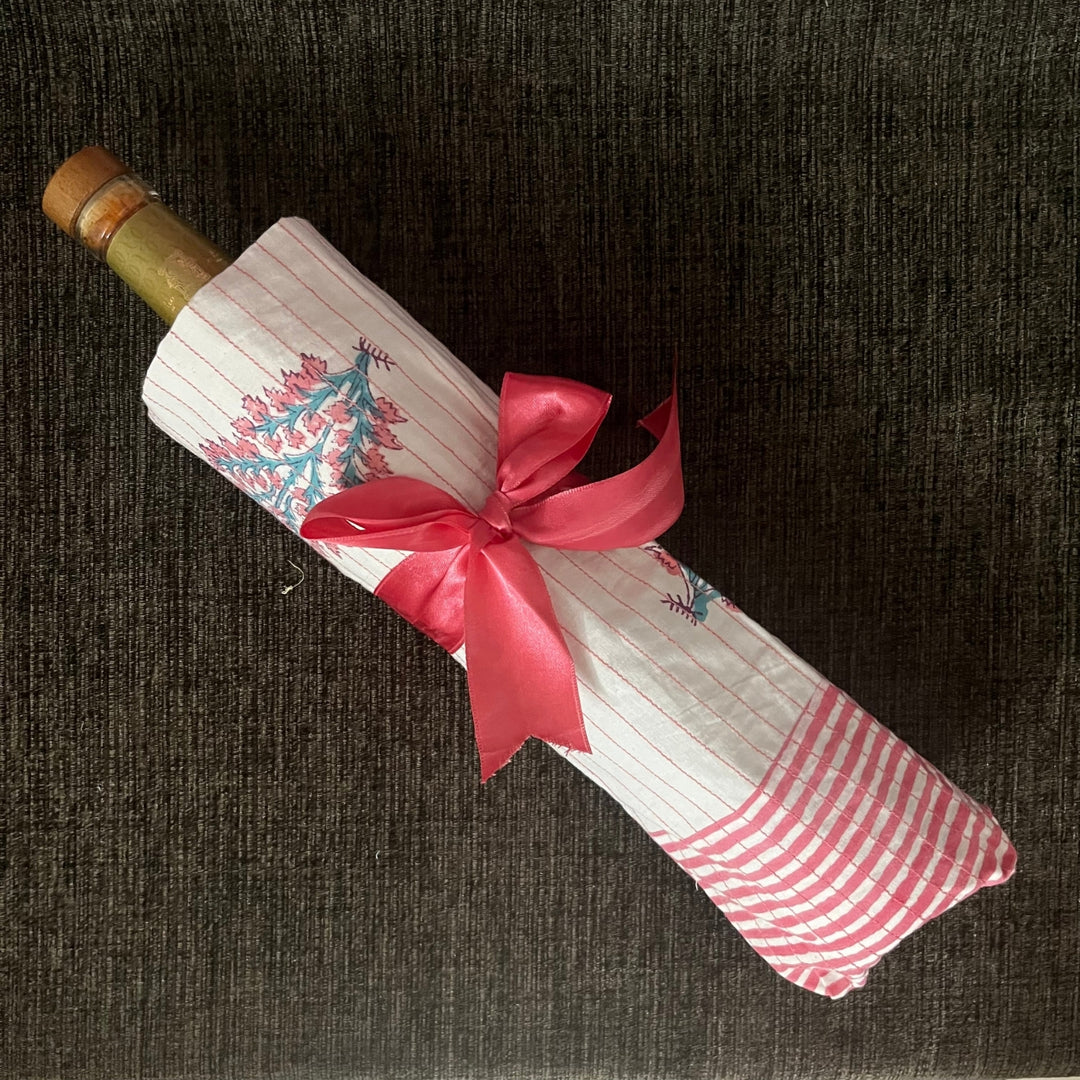 Red Stripes Stylish Wine Bottle Gift Cover Bag | Hand-Crafted