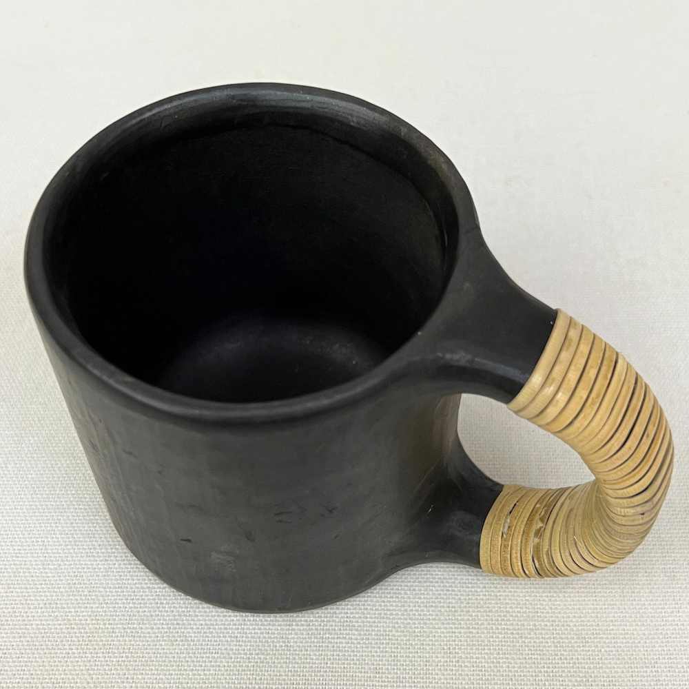 Black Stone Pottery Round Mug | Hand-Crafted | 3"