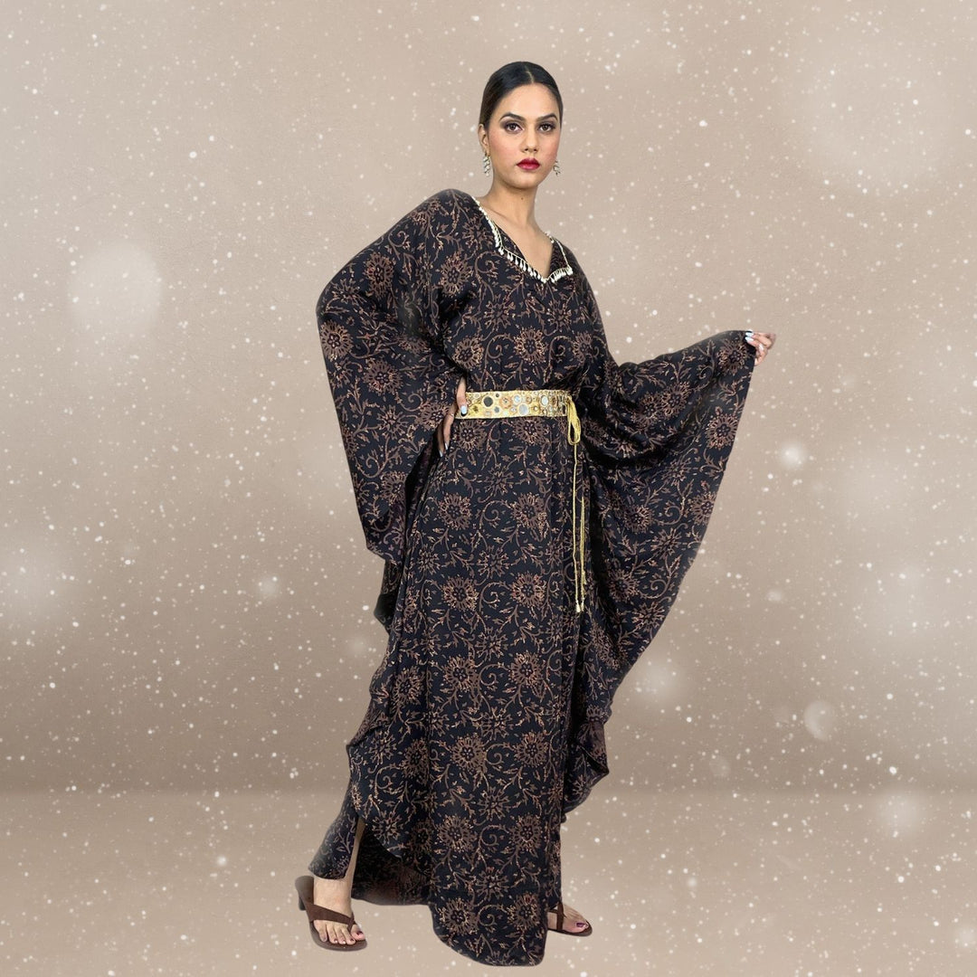 Blink Tulip Ajrakh Modal Kaftan | Hand-Block Print | Classic Couture