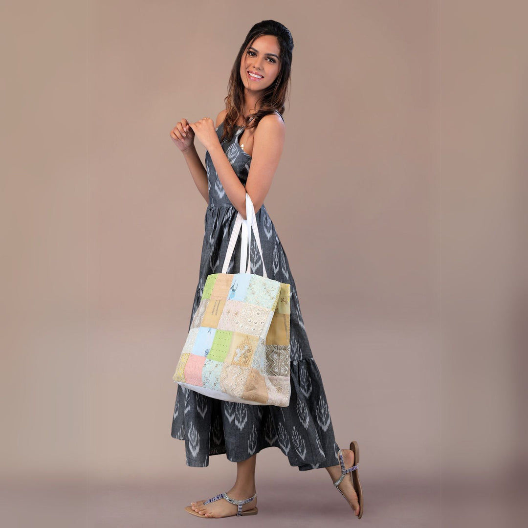 Large Tote Bag For Women | Hand-Crafted | Pastel Soft Tone