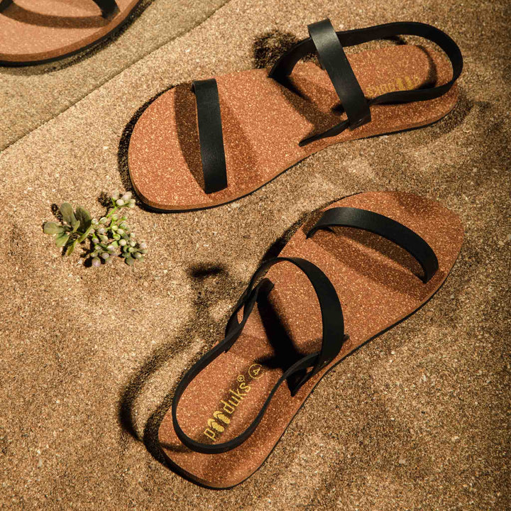 Slingback Cork Waterproof Brown Sandals Brown | Flats for Women | Vegan