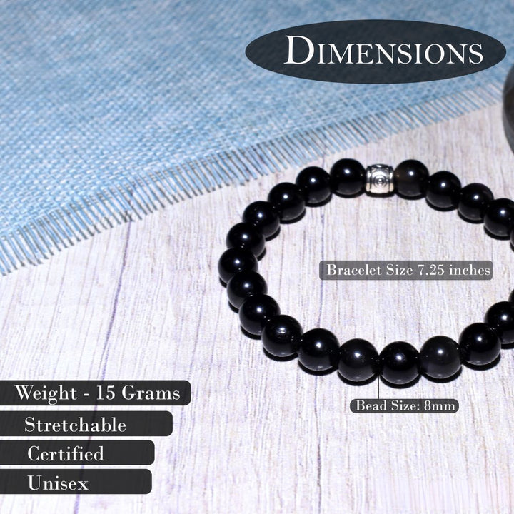 Black Obsidian Bracelet | Healing Jewellery | Real | Certified | Semi-Precious Stone | 28 Beads