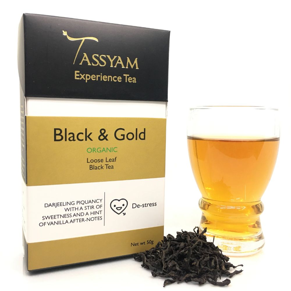 Black & Gold Tea | Organic | De-Stress Tea | Hand-Picked & Hand-Blended | 50 GM