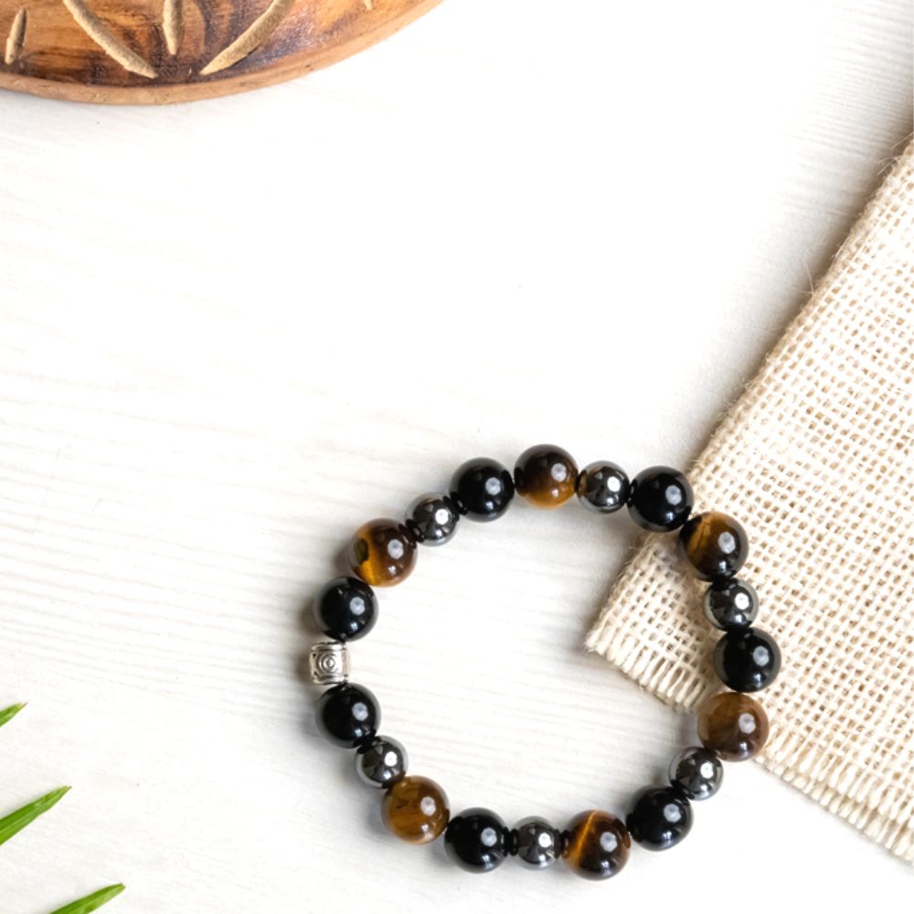 Black Bracelet | Hand Crafted | Black Obsidian Stone | Eco-Friendly | Purity | Daily Wear