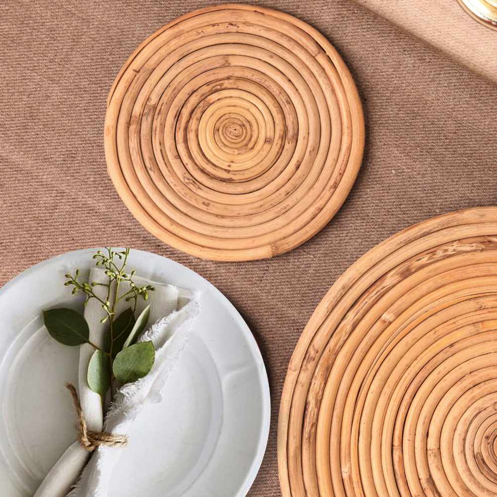 Round Cane Table Mat  | Set of 4