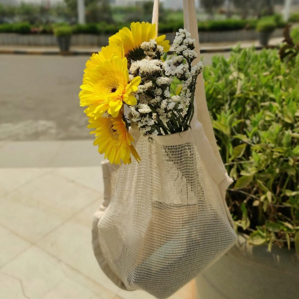 Reusable Organic Cotton Mesh Bag | Sustainable | Handcrafted | Pack Of 3