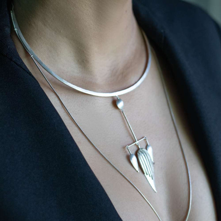 Pure Silver Layered Necklace | For Contemporary Traditionalist | Subtly Modern | Minimal Design