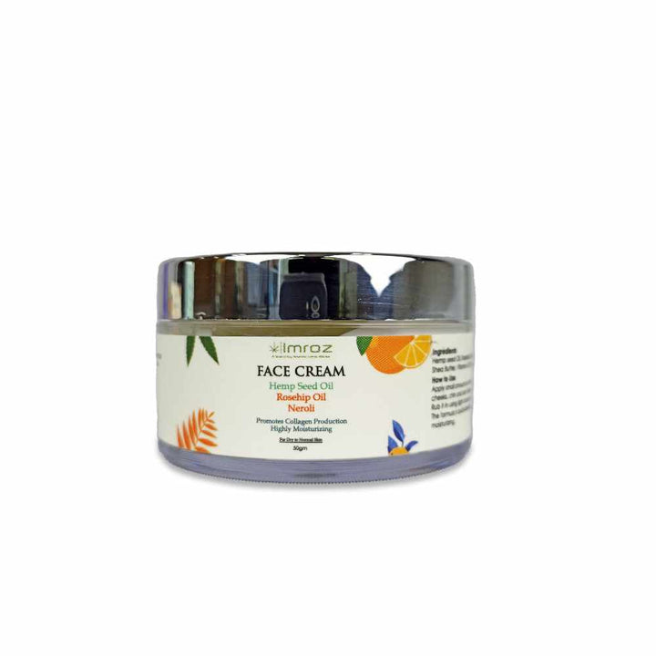 Face Cream With Hemp Seed Oil, Rosehip Oil & Neroli | Slows Ageing | 50 GM