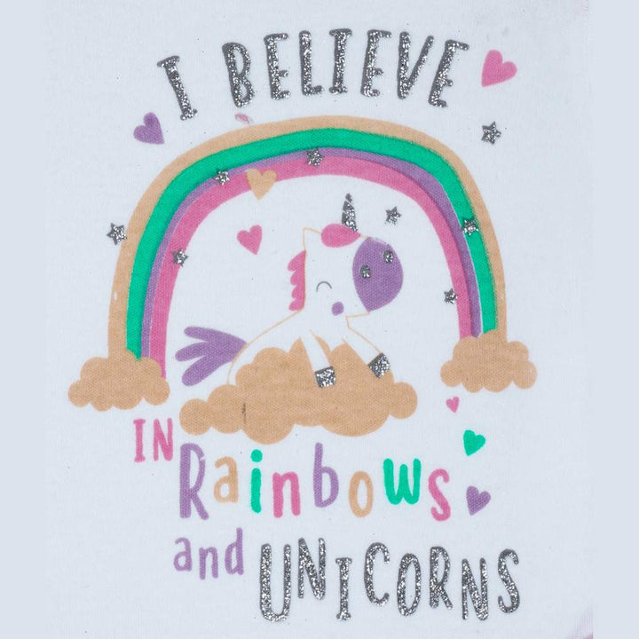 Rainbow And Unicorns Baby Girls Romper | Natural | Soft Cotton | Set Of 2