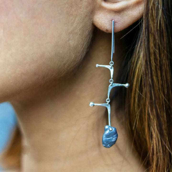 Dangling Earrings | Silver And Reclaimed Aluminium Nuggets | Exquisite Design | Unique