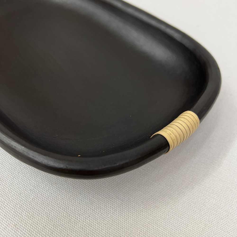 Black Stone Clay Pottery Tray | Hand-Crafted | 6" x 9"