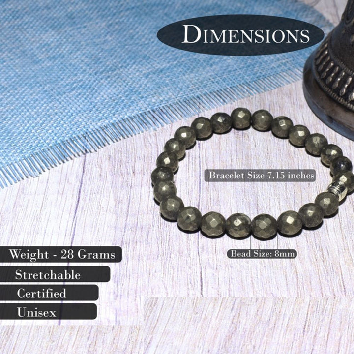 Pyrite Bracelet | Semi Precious Stones | Enhances Focus | Money Attracting Stone