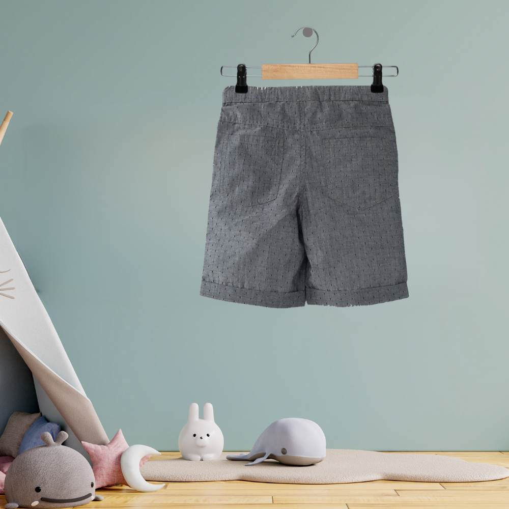 Shorts For Boys | Regular Fit | Casual Wear | Upcycled Cotton Dobby | Slate Blue