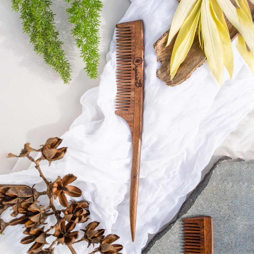 Indian Natural Rosewood Tail Handle Hair Comb