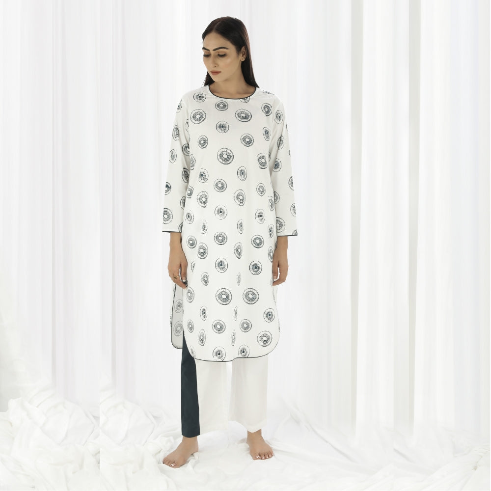 White Printed Kurta for Women | Made of Hand Woven Cotton | Classic Look