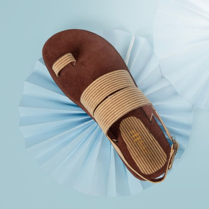 Sef Sand Beige Men Sandals | Breathable & Textured Corduroy | Comfort Fit