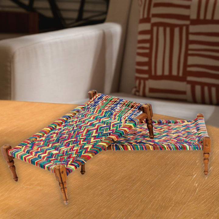 Mini Shisham Wood Charpai | Table Accent | Sustainable | Hand Woven