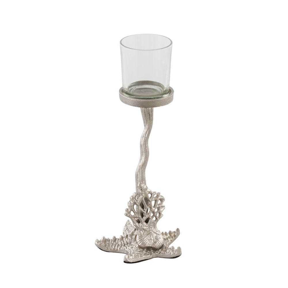 Nautical Candle Holder | Table Top Accent | Festive Decor | Nickel Finish | Hand-Crafted | Metal | 14"