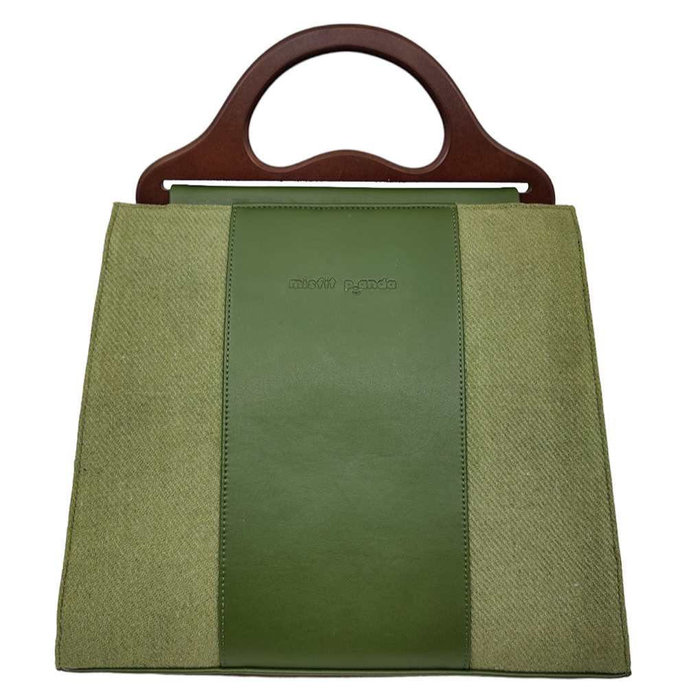 Green Cactus Leather Handheld Bag for Women | Sustainable & Artisanal