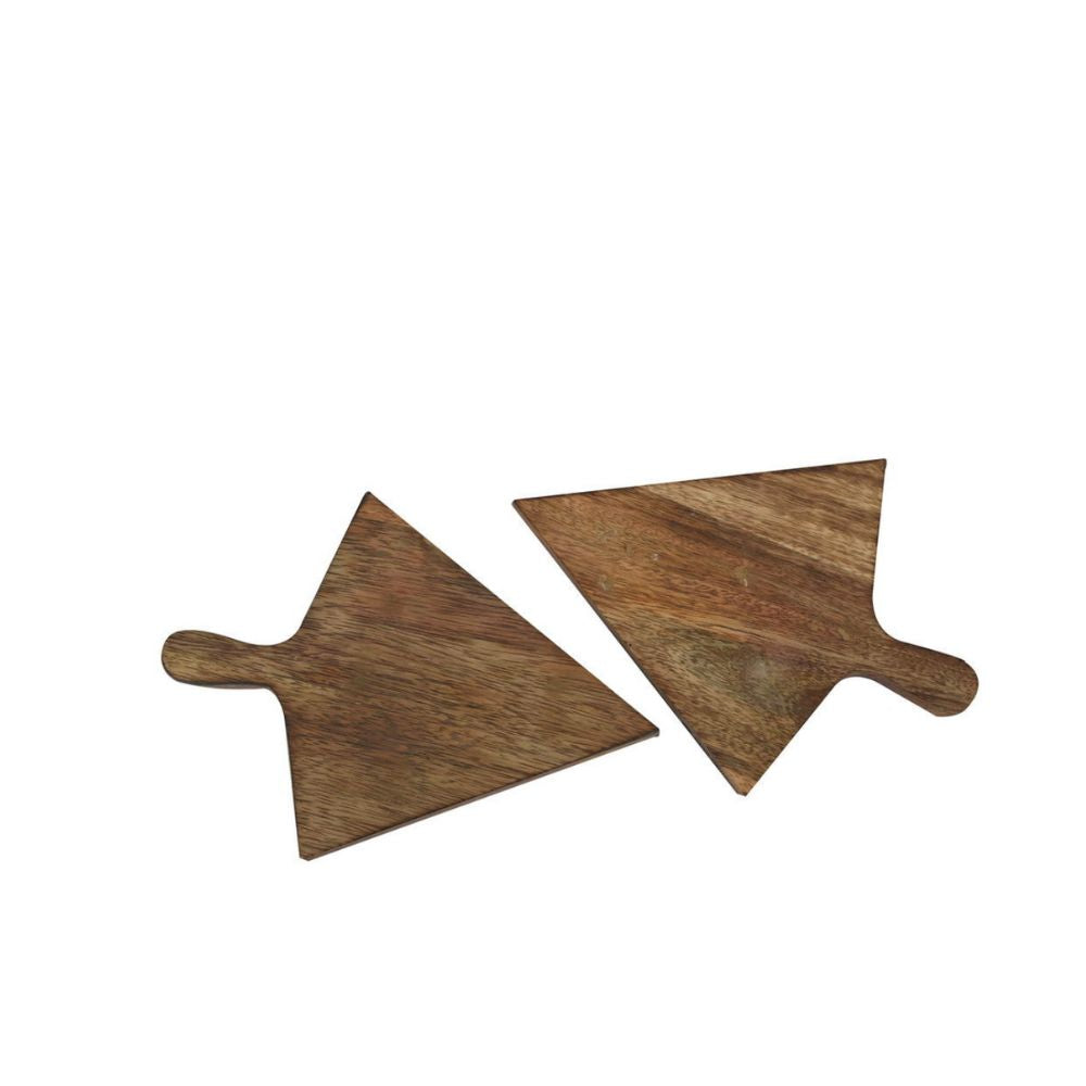 Pizza Slice Shaped Wooden Serving Platter | Dining Room Smart Decor | Set of 2