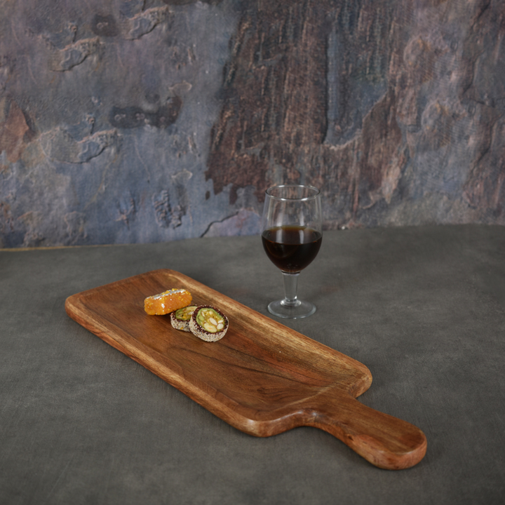 Wooden Rectangle Serving Platter With Handle | Dining Decor | Hand Crafted | 17"