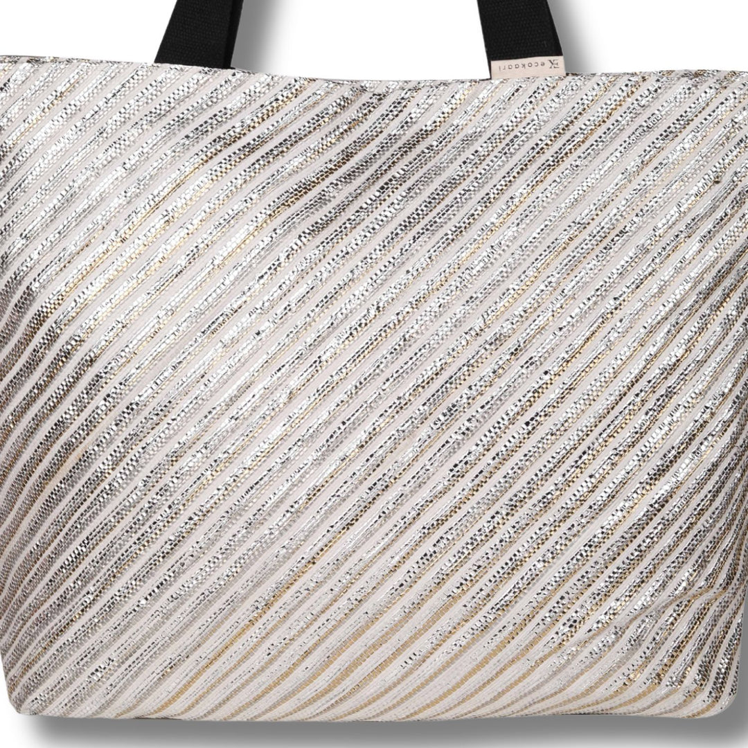 Beach Bag | Tote | Gold Silver | Hand-Crafted Bag | Spacious