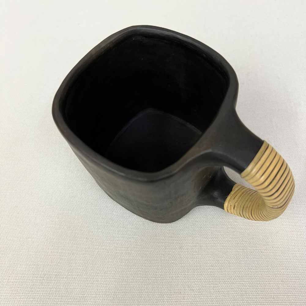 Black Stone Pottery Square Mug | Hand-Crafted | 3"