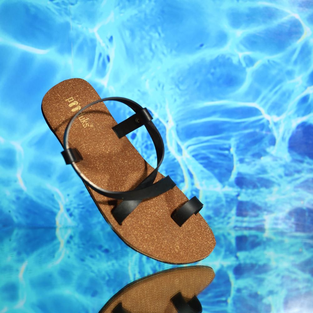 SKO Cork Sandals | Made of Recycle Tyre Tube Rubber | Unisex | Black & Brown