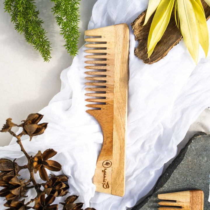 Wide Teeth Pure Neem Wood Shampoo Comb