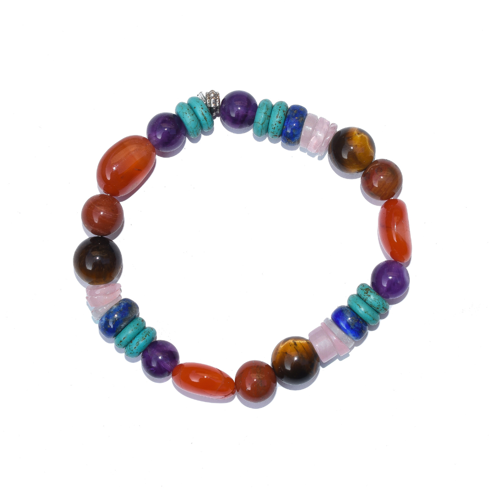 Multi-Coloured Bracelet | Certified Natural Stone Beads | Unisex | Wellness Jewelry