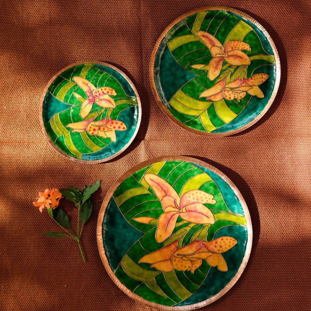 Decorative Plate | Home Decor | Wall Accent | Copper Craft | Hand-Crafted | Green