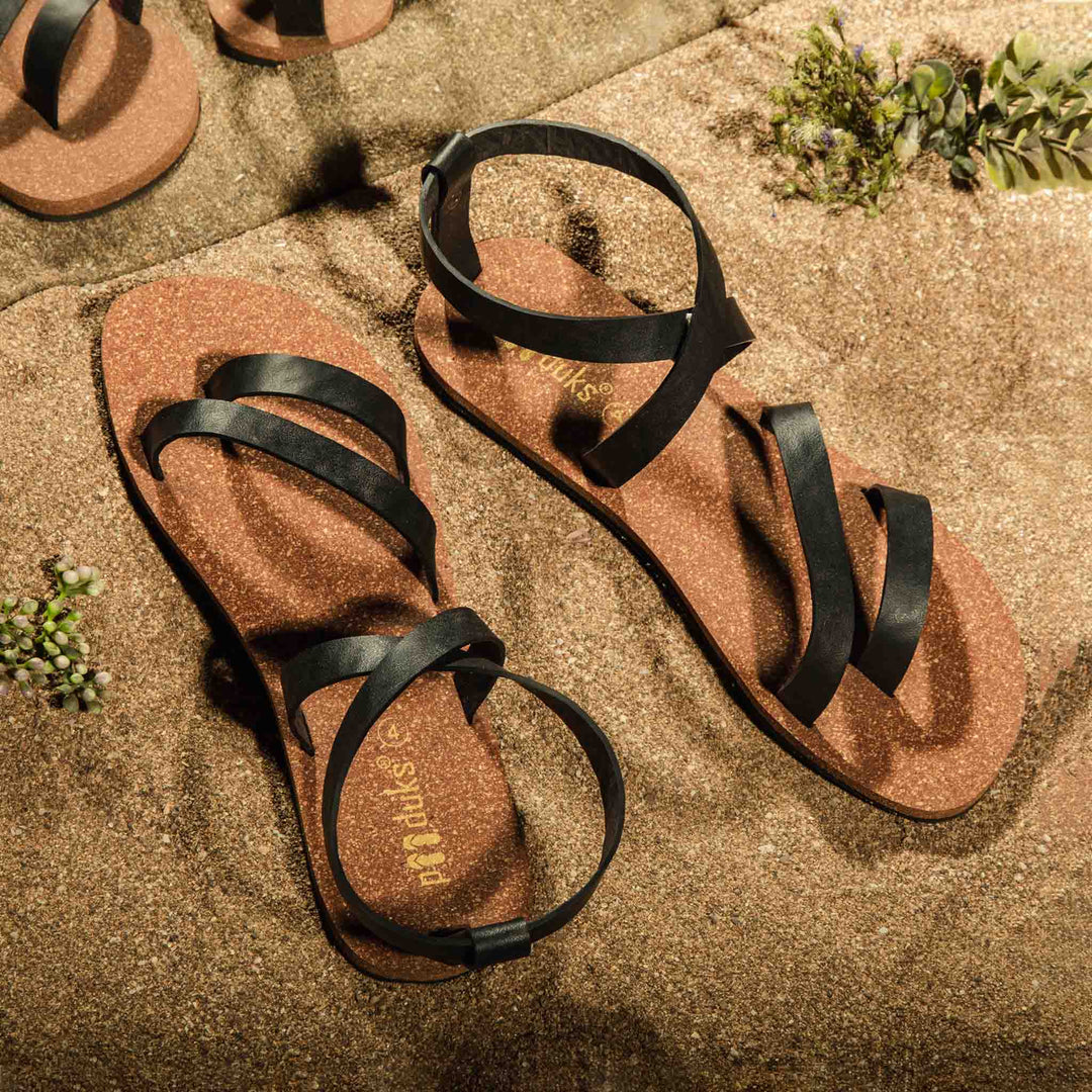 Toe Strap Cork Sandal for Women with Eco-Conscious Attitude | Brown & Black