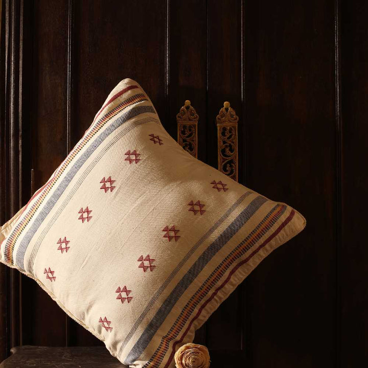 Organic Cotton Cushion Cover With Piping  | Hand-Woven | 22" x 22"