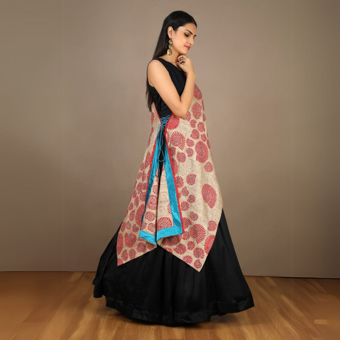 AANYA' Red Tussar Silk Sujani Dupatta | Exquisite | Folk Embroidery | Elegant | Multi-Styling