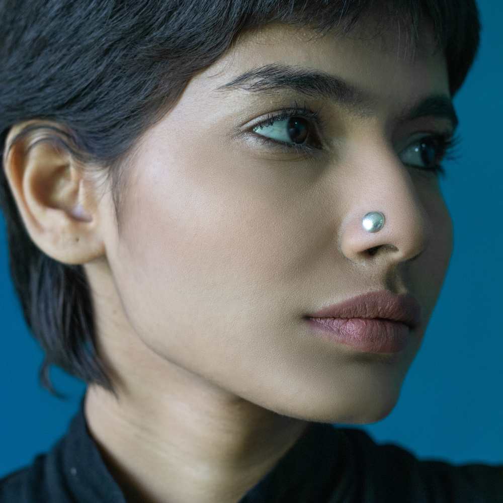 Pure Silver Dot Nose Pin | Eclectic Style | Subtly Modern | Traditionally Contemporary